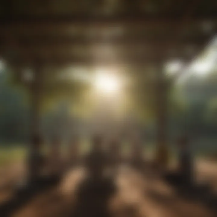 Group meditation session under a canopy