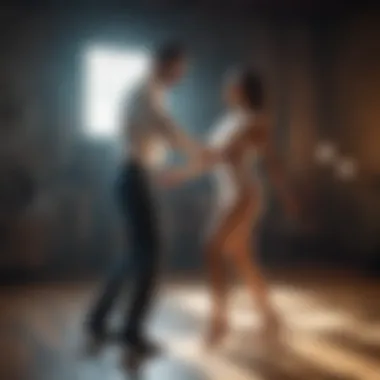 Couple engaging in a playful dance together