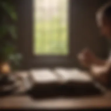 A person meditating while reading a book