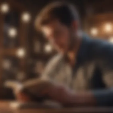 A thoughtful individual engaged in reading A thoughtful individual engaged in reading