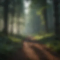 A serene landscape showcasing a tranquil forest setting