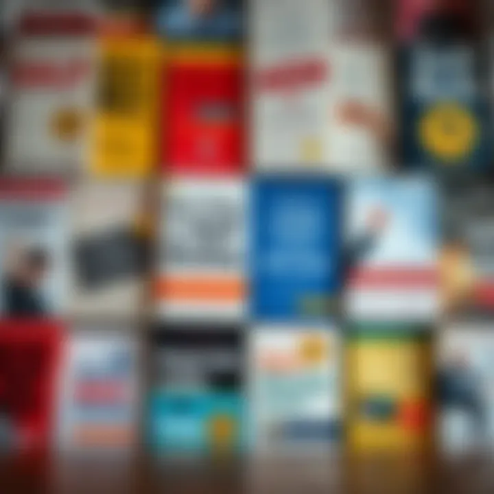 A collage of various used self-help book covers, each representing different themes of personal development.