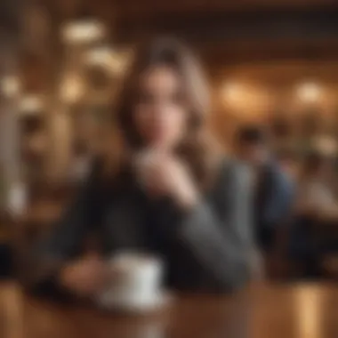 Stylish Encounters Fashionable woman enjoying a coffee date