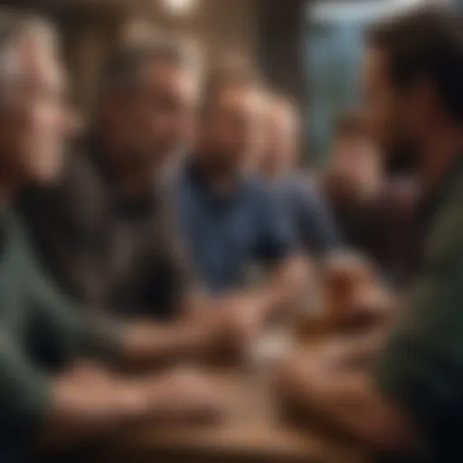 A group of fathers engaged in a community support meeting