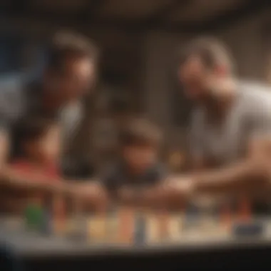 Fathers enjoying a group activity with their children