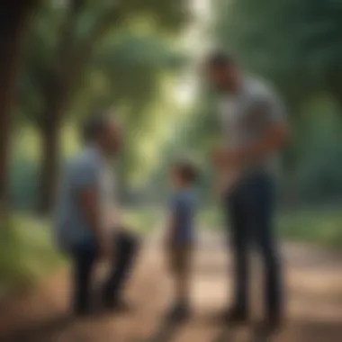 A father mentoring another father in a park