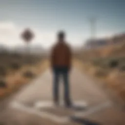 A person standing at a crossroads contemplating life decisions