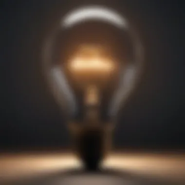 Illustration of a light bulb glowing brightly representing insights and ideas for personal development