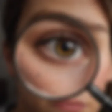 A magnifying glass zooming in on hidden signs of infidelity