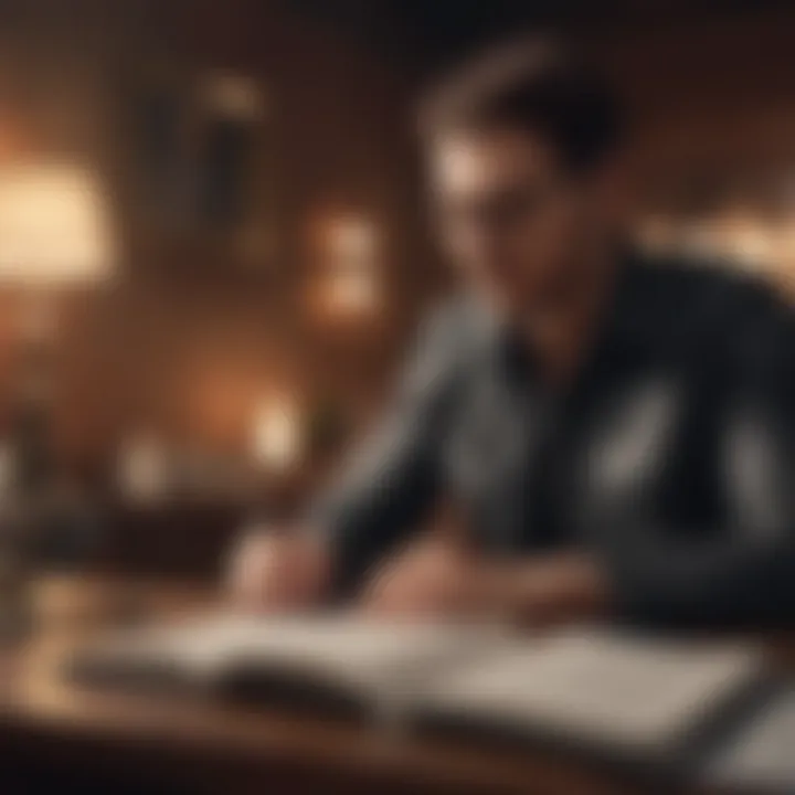 A person engaging in deep self-reflection with a journal