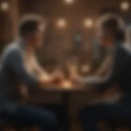 A couple sitting together, engaged in a heartfelt conversation