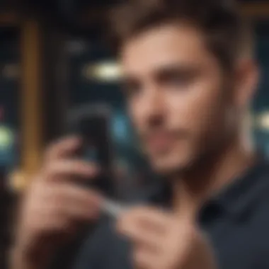 Navigating Modern Connections Through Technology User-friendly dating app interface on a smartphone.