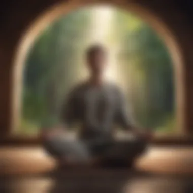 A person meditating in a peaceful environment symbolizing introspection