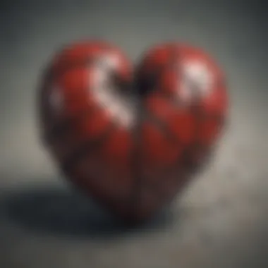 An abstract depiction of a heart with cracks, symbolizing betrayal.