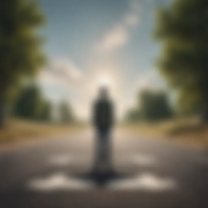 A person standing at a crossroads, depicting the choices one faces in a narcissistic relationship.