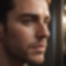 A close-up of a mirror reflecting a thoughtful expression.