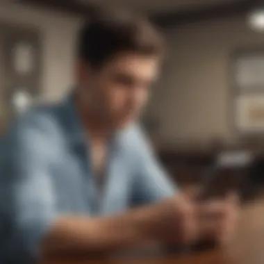 Concerned Social Media User A person looking concerned while scrolling through social media