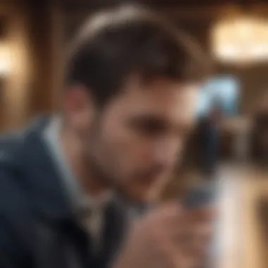 A person looking thoughtfully at their phone, reflecting on a message