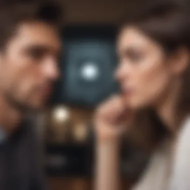 Communication Tension in Long-Distance Relationships A couple communicating through a video call with visible tension.