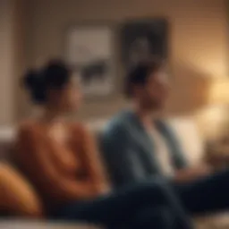 A couple sitting apart on a couch, deep in thought