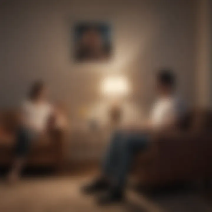 Empty chair beside a person on a couch