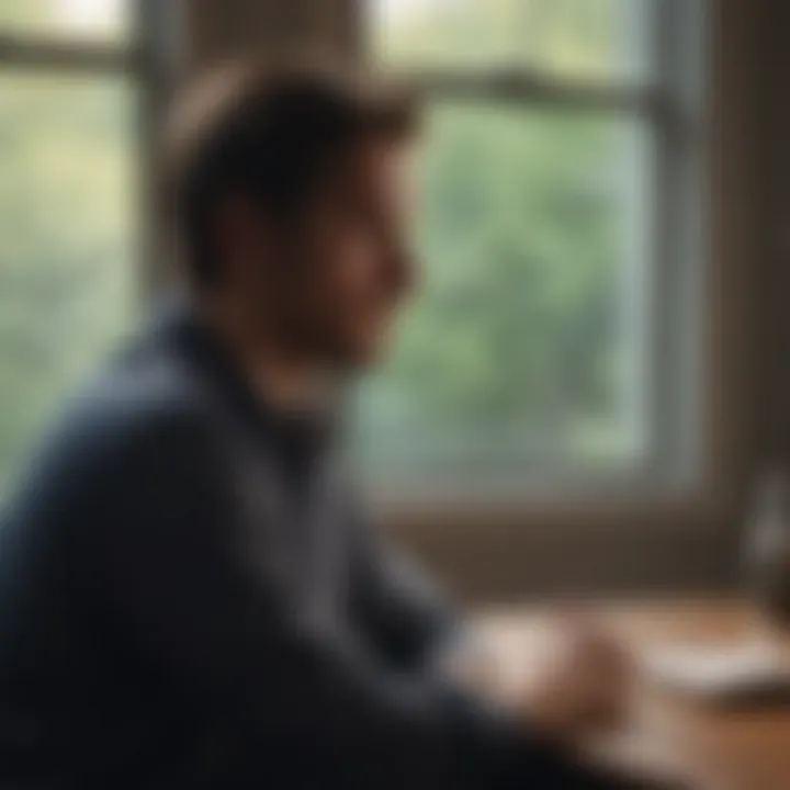 A person looking pensive while staring out the window