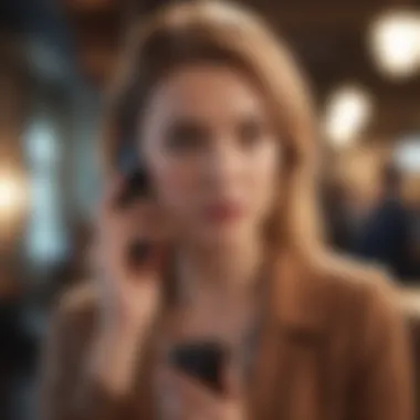 A woman looking thoughtfully at her phone, indicating possible secretive behavior.