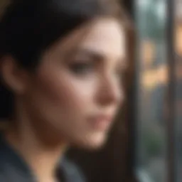 A woman looking thoughtfully out of a window, reflecting on her relationship.