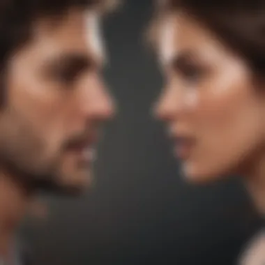 A blurred image of a couple arguing, representing conflict