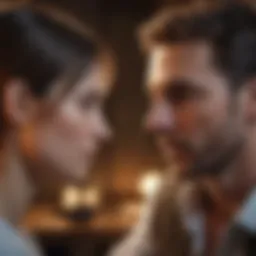 A couple in a tense conversation showing emotional distance