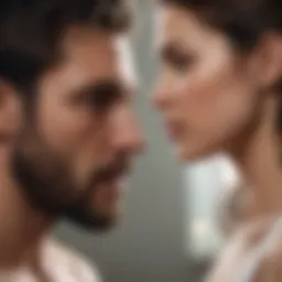 Abstract concept of inner struggle and temptation in relationships