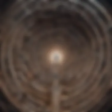 Intricate Self-Image Illustration of a labyrinth with a solitary figure at its center