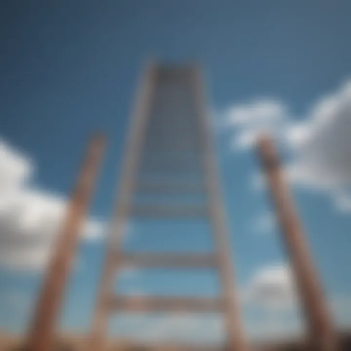 Illustration of a ladder reaching towards the sky signifying continuous progress and advancement in personal development