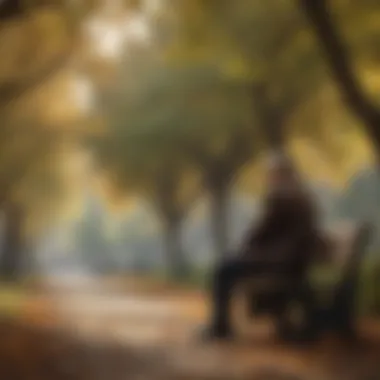 Solitude in the Park A man sitting alone on a bench in a desolate park