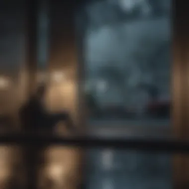 Rainy Reflections Lonely figure sitting by the window staring at a rainy day