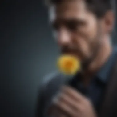 Lonely man holding a wilted flower