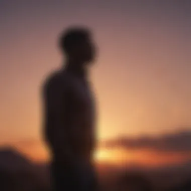 Male silhouette against a sunset sky