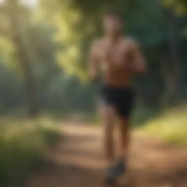 Man jogging outdoors to burn fat