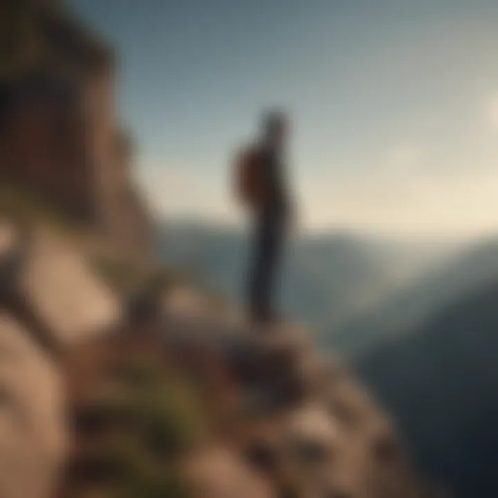 Man standing confidently on a cliff edge