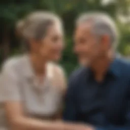 Couple sharing a tender moment in a serene setting reflecting intimacy at an older age