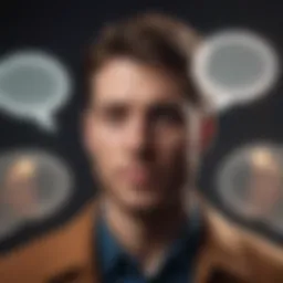 An abstract representation of verbal communication with speech bubbles.