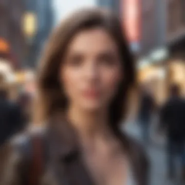 Urban Dating Insights Modern woman confidently navigating a bustling city