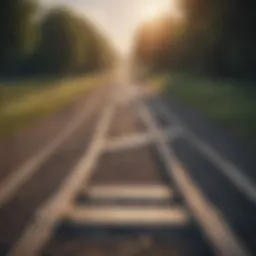 Illustration depicting a path diverging into two directions symbolizing choices and decisions