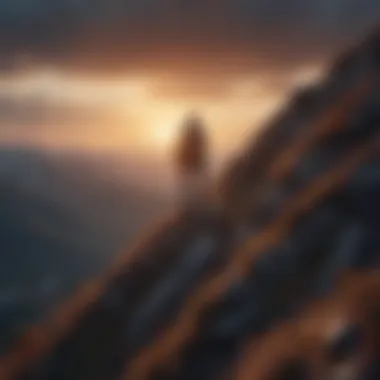 A person climbing a mountain as a metaphor for overcoming challenges