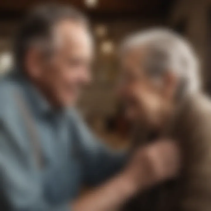 Elderly parent and caretaker sharing a moment