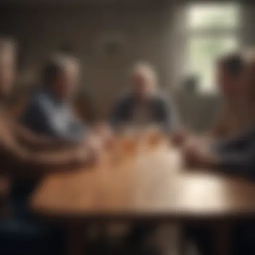 Support group gathering discussing caregiver challenges