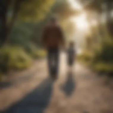 Father and Child Walking on Path