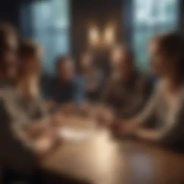 Community Support During Divorce A serene community gathering during a divorce support meeting