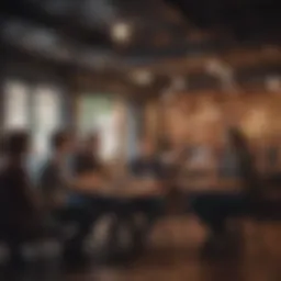 A group of adults engaging in a lively conversation at a coffee shop.