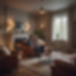 A couple sharing a heartfelt conversation in a cozy living room.